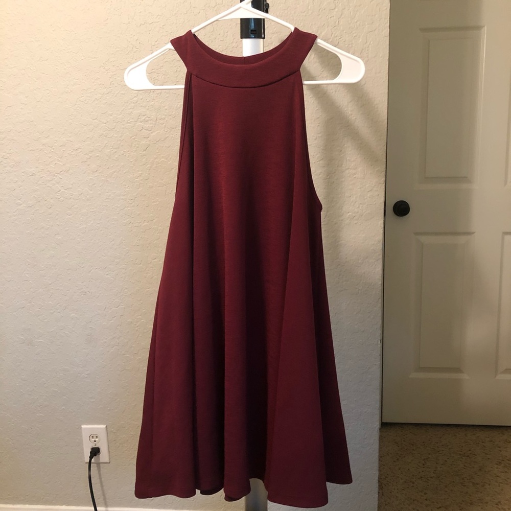 Burgundy A-line dress